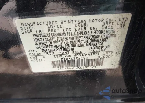 2012 Nissan Sentra 2.0 Sr from USA, damaged, VIN 3N1AB6AP0CL657579
